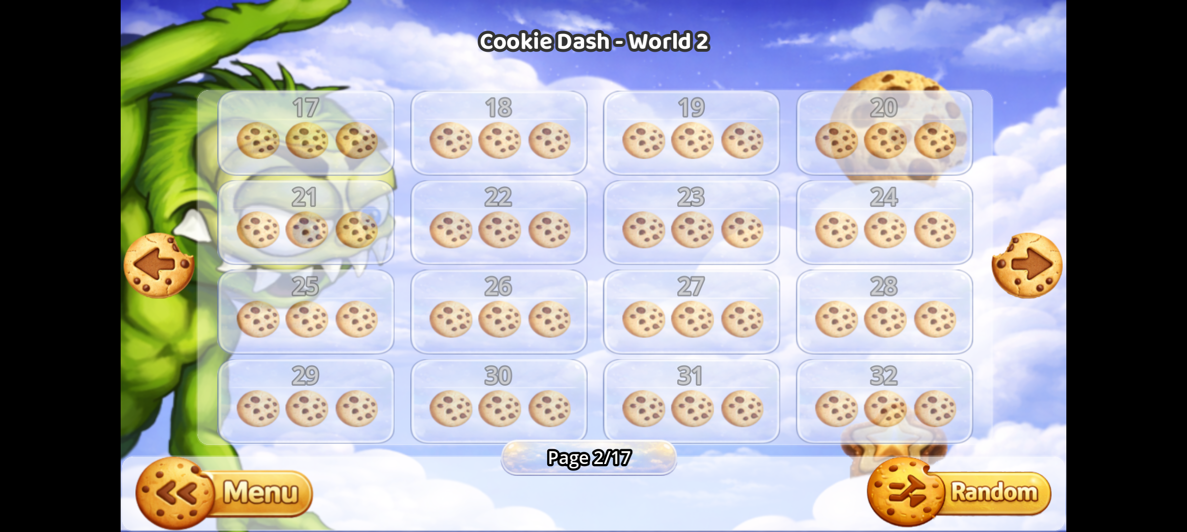 Crunchy's Cookie Dash level select